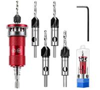 VINATO Juego de 6 Brocas Avellanadoras para Madera con Tope de Profundidad, Avellanador Madera,Broca para Cabeza de Tornillo Embutida, Vástago Hexagonal 1/4" para Madera, MDF, Aglomerado