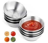 VINATO Juego de 8 Cuencos para Salsas en Acero Inoxidable, Mini Platos de Aperitivo,Cuenco Inmersión,Cuencos Pequeños para Snacks, Aperitivos y Aderezos