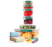 VINATO Juego de 9 recipientes para alimentos con 5 cucharas, recipientes herméticos para alimentos con tapa herméticos, apilables, seguros para microondas, sin BPA (3,85 x 1,0,5 x 1, 0,4 x 2,0,16 x