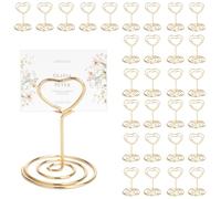 VINATO Pack De 30 Soportes Tarjetas Mesa Corazón Dorado, Porta Sitios Y Porta Fotos De Acero Inoxidable, Para Bodas, Banquetes, Fiestas, Restaurantes
