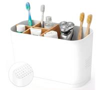 VINATO Portacepillos de Dientes con Orificios de Drenaje, Soporte Cepillo De Dientes Electrico Extraíble, Vaso Cepillos de Dientes Baño con 5 Compartimentos Organizador Cepillos de Dientes Electricos