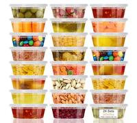 VINATO Recipientes HerméTicos para Alimentos, 24pcs 8oz Contenedores de Comida Deli con Tapas, Reutilizables, Sin BPA, Aptos Para Lavavajillas y Microondas
