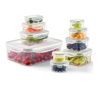 VINATO Set de 10 Tapers de Plástico Herméticos con Tapa | Tapers Apilables para Comida, Envases de Plástico para Microondas, Nevera y Lavavajillas
