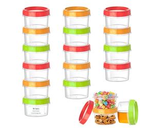 VINATO Set de 18 Recipientes Herméticos Para Alimentos, 200ml Contenedores de Alimentos Pequeños con Tapa a Fugas Prueba, Set De Tupers Hermeticos Plastico En Rojo, Verde & Naranja, Apilables