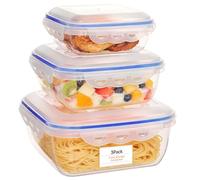VINATO Set de 3 Recipientes Herméticos de 650ml, 1500ml y 2800ml - Sin BPA, Estancos, Apilables, para Microondas y Lavavajillas
