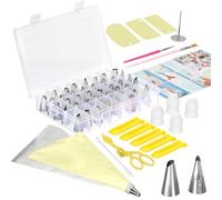 VINATO Set de Boquillas 83 Piezas, de Acero Inoxidable, con Manga Pastelera, Caja, Accesorios para Decorar Tartas, Cupcakes, Galletas Amarillo
