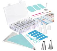 VINATO Set de Boquillas 83 Piezas, de Acero Inoxidable, con Manga Pastelera, Caja, Accesorios para Decorar Tartas, Cupcakes, Galletas Azul