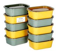 VINATO Tappers Plástico Herméticos 10 Piezas 200ml Apilables Meal Prep | 10 recipientes con tapa, 200 ml, en PP. Apilables, microondas, congelador, lavavajillas. 12 etiquetas incluidas.