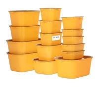 VINATO Tappers Plástico Herméticos 15 Piezas,7 Tamaño Apilables Meal Prep | 15 recipientes con tapa en 7 tamaños, en PP. Apilables, microondas, congelador, lavavajillas. 12 etiquetas incluidas.