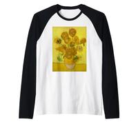 Vincent Van Gogh Girasoles Arte Fino Pintura Arte Floral Camiseta Manga Raglan
