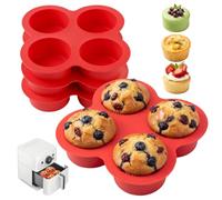 VINEST 4 moldes de silicona para magdalenas, 4 moldes para magdalenas, moldes de silicona para airfryer, moldes antiadherentes para magdalenas de huevos, cupcakes, quiche, pancake, molde para tartas