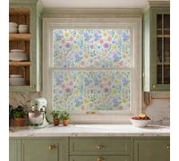 Vinilo Adhesivo Cristal Amarillo Azul Floral Vinilos Adhesivos para Cristales Aislamiento Térmico Film para Ventanas Protección UV Vinilo Ventana Sin Residuos de Pegamento 43x200 CM