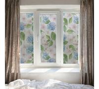 Vinilo Adhesivo Cristal Azul Rosa Floral Vinilos Adhesivos para Cristales Aislamiento Térmico Film para Ventanas Protección UV Vinilo Ventana Sin Residuos de Pegamento 43x200 CM