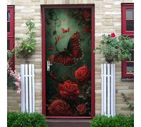 Vinilo Adhesivo Muebles Verde Rojo Marrón Papel Adesivos Decorativos Muebles PVC Vinilos para Puertas Impermeable Autoadhesivo Extraíble Hogar Deco Pegatinas para Puertas 2x38.5x200cm
