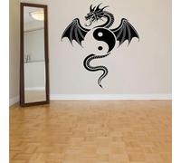 Vinilo decorativo de pared con diseño de dragón Yin Yang, dragón volador Yin Yang, decoración para el hogar, arte de pared para sala de estar