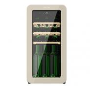 Vinoteca de diseño retro color beige, capacidad para 18 botellas, con