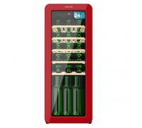 Vinoteca de diseño retro color rojo, capacidad para 24 botellas, cont