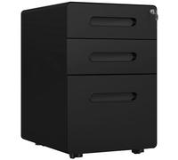 Vinsetto Archivador con cerradura 3 cajones antivuelco negro