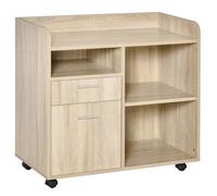 Vinsetto Archivador con Ruedas de Madera de 3 Compartimentos 2 Cajones Estante Ajustable Mueble para Impresoras de Oficina Aosom España
