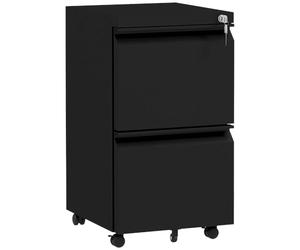 Vinsetto archivador móvil 2 cajones metálico con Cerradura Negro | para Letter, A4 y Legal, cuerpo preensamblado