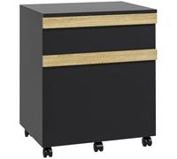 Vinsetto Archivador Vertical 2 cajones 5 Ruedas Negro veta Madera | Archivador, barra para cartas, A4, Legal, soporte impresora, Home Office