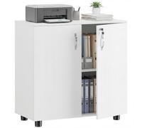 Vinsetto Armario Oficina con Cerradura, 2 Puertas, 80x40x80 cm, Blanco | Armario de almacenamiento, Seguridad con llave, Estante de 2 niveles, Aparador multiusos, Oficina en casa, Estudio