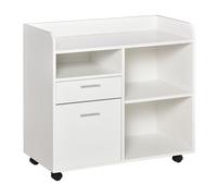Vinsetto Armario para Impresora con 3 Compartimentos 2 Cajones para Archivos Estante Ajustable Ruedas 80x40x72 cm Blanco Aosom España