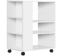 Vinsetto Armario para Impresora Mueble Auxiliar de Oficina con Ruedas con 3 Estantes Laterales y 2 Frenos Carga 30 kg para Dormitorio Cocina Salón 60x40x75,8 cm Blanco