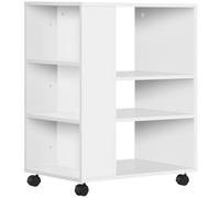Vinsetto armario para impresora mueble auxiliar de oficina con ruedas con 3 estantes laterales y 2 frenos carga 30 kg para dormitorio cocina salón 60x40x75,8 cm blanco 60 cm