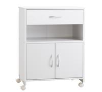 Vinsetto Armario para Impresora con Ruedas Cajón 2 Puertas Estante Salón Oficina Estudio 60x39x80 cm Blanco Espacioso Aosom España