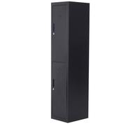 Vinsetto Armario taquilla 4 Niveles 38x46x180 cm Negro | Taquilla metálica: 2 puertas con cerradura, barra para colgar, armario para oficina/garaje/escuela.