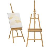 Vinsetto caballete de pintura plegable, 235 cm, caballete de madera con altura y ángulo ajustables, estante inferior, para adultos, artistas, pintor, estudiantes, natural 110 cm