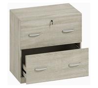 Vinsetto cajonera de escritorio con 2 cajones cajonera de oficina con guías para carpetas colgantes para a4 cerradura y 2 llaves para estudio salón 77x42x72 cm natural