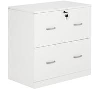 Vinsetto Cajonera de Escritorio con 2 Cajones para A4 74x42x72 cm Blanco | Mueble Archivador, Cajonera de Oficina, Guías para Carpetas Colgantes, Cerradura y 2 Llaves, para Estudio Salón