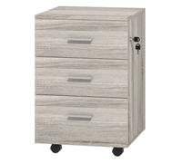 Vinsetto cajonera de escritorio con 3 cajones, cajonera de oficina con ruedas, cerradura, 2 llaves, archivador móvil, para estudio, salón, 40x40x61,5 cm, gris