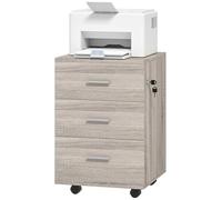 Vinsetto Cajonera de Escritorio con 3 Cajones Ruedas 40x40x61,5 cm Gris