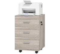 Vinsetto Cajonera de Escritorio con 3 Cajones Ruedas 40x40x61,5 cm Gris