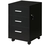 Vinsetto cajonera de escritorio con 3 cajones, cajonera de oficina con ruedas, cerradura, 2 llaves, archivador móvil, para estudio, salón, 40x40x61,5 cm, negro 61.5 cm