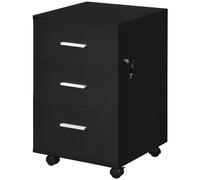 Vinsetto Cajonera de Escritorio con 3 Cajones Ruedas Cerradura 2 Llaves Archivador Móvil para Estudio Salón 40x40x61,5 cm Negro