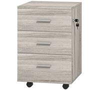 Vinsetto Cajonera de Escritorio con 3 Cajones Ruedas Cerradura 2 Llaves Archivador Móvil para Estudio Salón 40x40x61,5 cm Gris