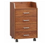 Vinsetto cajonera de escritorio con ruedas, cajonera de oficina con 4 cajones, archivador móvil para estudio, salón, para debajo del escritorio, 40x36x65 cm, marrón 65 cm