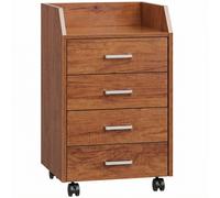 Vinsetto Cajonera de Escritorio con Ruedas Cajonera de Oficina con 4 Cajones Archivador Móvil para Estudio 40x36x65 cm Marrón