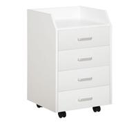 Vinsetto Cajonera de Oficina Mueble Auxiliar para Archivos con 4 Cajones de Almacenaje 4 Ruedas y 2 Frenos 40x36x65 cm Blanco Aosom España