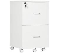 Vinsetto Cajonera de Oficina 2 Cajones 5 Ruedas 43x45x72 cm Blanco