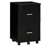 Vinsetto Cajonera de Oficina Mueble Auxiliar para Archivos con 2 Cajones Cerradura de 2 Llaves 5 Ruedas para Tamaño Carta A4 para Estudio Despacho Dormitorio 43x45x72 cm Negro