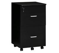 Vinsetto Cajonera de Oficina 2 Cajones 5 Ruedas 43x45x72 cm Negro | Mueble Auxiliar para Archivos, Cerradura con 2 Llaves, para Tamaño Carta A4, para Estudio Despacho Dormitorio