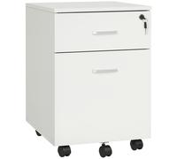 Vinsetto Cajonera de Oficina con 2 Cajones Espacio para Documentos en Tamaño A4 5 Ruedas Cerradura y Frenos 40x49x58 cm Blanco Aosom España