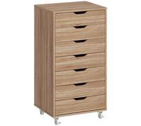 Vinsetto Cajonera de Oficina con Ruedas 7 Cajones Organizador para Documentos Formato A4 o Carta Roble Aosom España