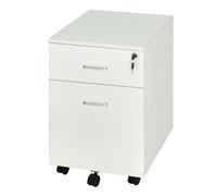 Vinsetto Cajonera de Oficina con Ruedas Mueble Archivador Cajonera Escritorio con 2 Cajones para Documentos en Tamaño A4 Cerradura y Llaves 40x49x58 cm Blanco