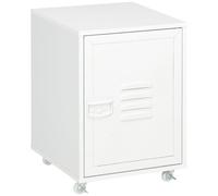 Vinsetto Cajonera de Oficina con Ruedas Tamaño A4 38x38,5x55,5 cm Blanco | Mueble Archivador, Estante Ajustable, Puerta de Metal, para Estudio Salón